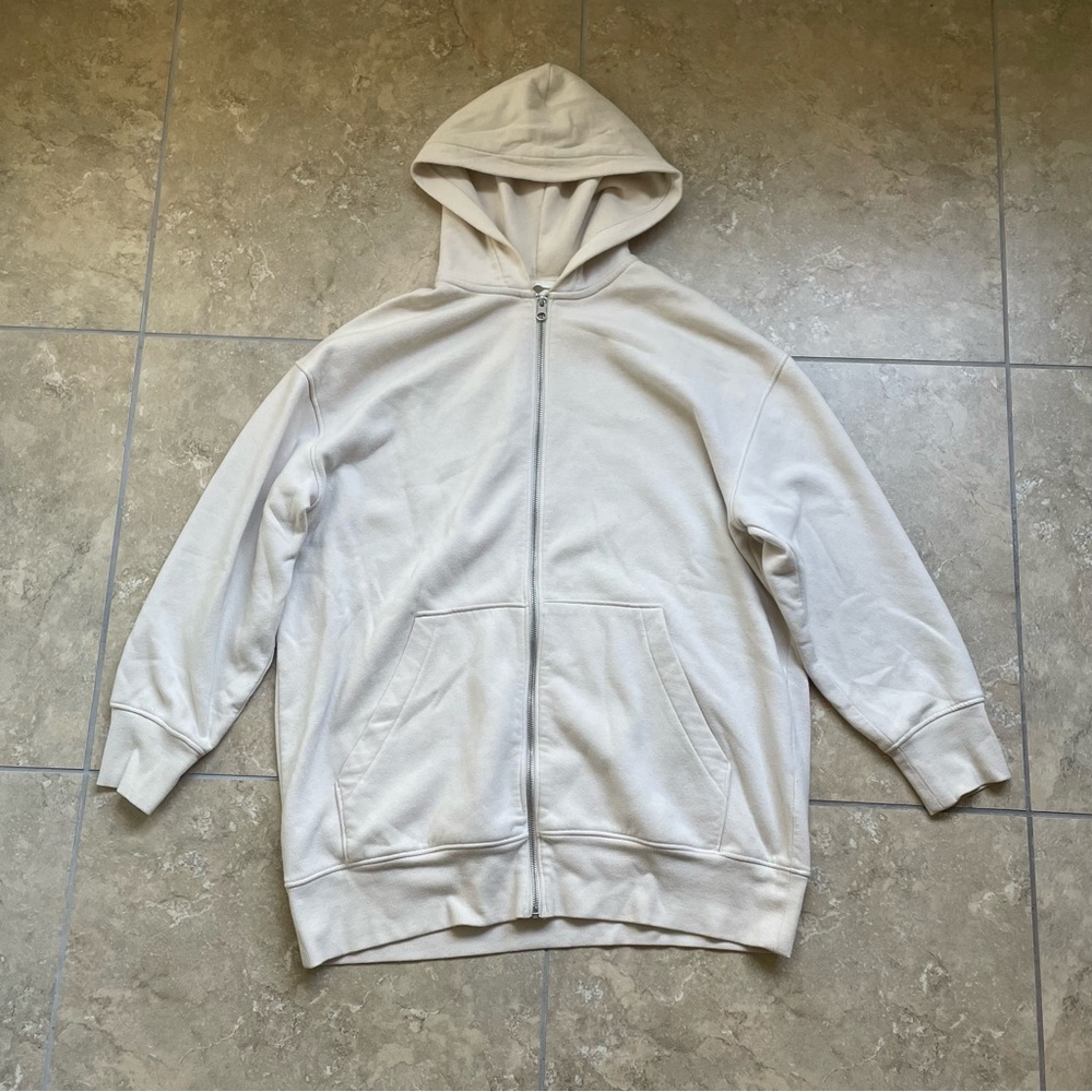 H&M Hooded Jacket - Light Beige Fleece-Lined Hoodie
